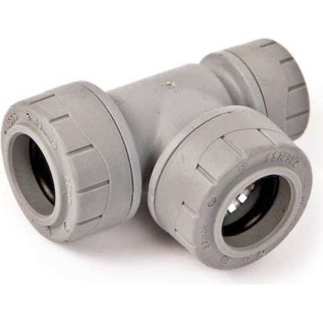 Polypipe PolyPlumb PB1422 22mm x 15mm x 22mm Reduced End Tee - Grey Single