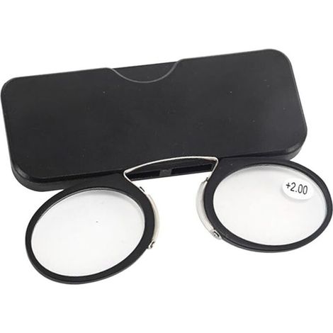 Occhiali mini con clip nasale, occhiali d'ingrandimento senza aste, mini occhiali da lettura portatili con clip nasale, occhiali da lettura senza aste, occhiali da vista vintage per uomo e donna, +2.0 (1/5)