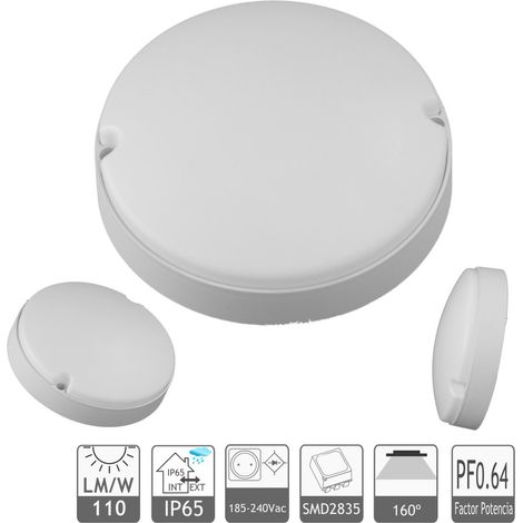 Jandei - Aplique led 15W plafón de forma redondo blanco luz blanca 6000K Apliques de exterior