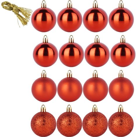 16 bruchsichere rote Weihnachtskugeln (Weihnachtsbaumkugel-Set) (1/4)