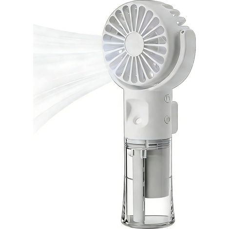 Ventilateur à main avec vaporisateur d'eau, mini ventilateur portable USB rechargeable avec 4 vitesses, ventilateur puissant silencieux à main pour l'extérieur, les voyages, le bureau, l'école (1/5)