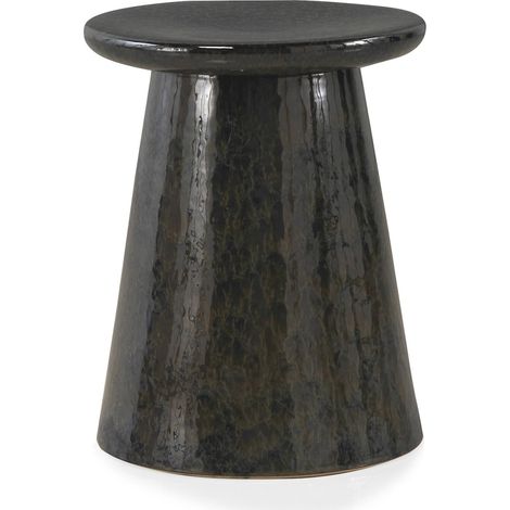 Tabouret céramique noir design moderne multifonction - noir émaillé profond (1/3)