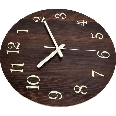 CE-zertifizierte, beleuchtete europäische Wanduhr – Minimalistisches spanisches Design, MDF-Holzuhr im Retro-Stil, für das Wohnzimmer (Batterien nicht enthalten) (1/5)