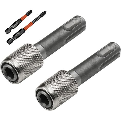 Porte Embout Sds Plus, 2 Foret Sds Max Douille Visseuse + 50 mm, 70 mm, 1 Foret Croisé Chacun, Porte-Forets à Tige Hexagonale de, Mandrin Perforateur pour Forets Marteaux (1/5)