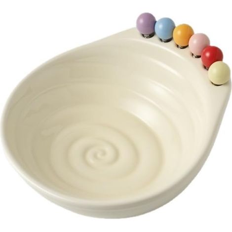 Bol à salade de fruits avec fourchettes, plats de service pour salle à manger, bar, salon, événement, collation, plateau de rangement à la maison (blanc) (1/5)