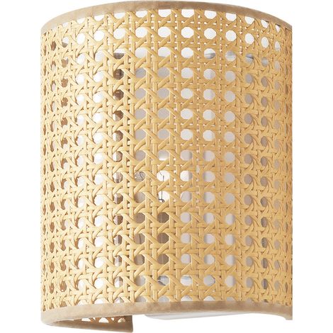 Applique murale E27 20 x 16 x 12 cm aspect rotin beige