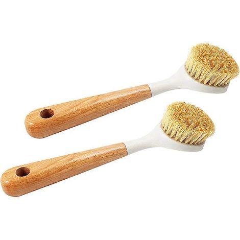 2er-Set Küchenspülbürsten mit Holzgriff, Topfbürste, Geschirrspülbürste, Tellerreiniger-25X6.5X3CM (1/3)