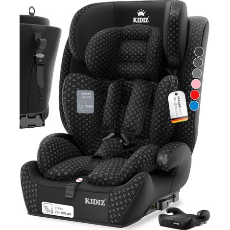 KIDIZ® Triangle Premium seggiolino auto bambino guscio seggiolino auto 9 kg - 36 kg 1-12 anni gruppo 1/2/3 universale omologato secondo ECE R129/03 con Isofix nero