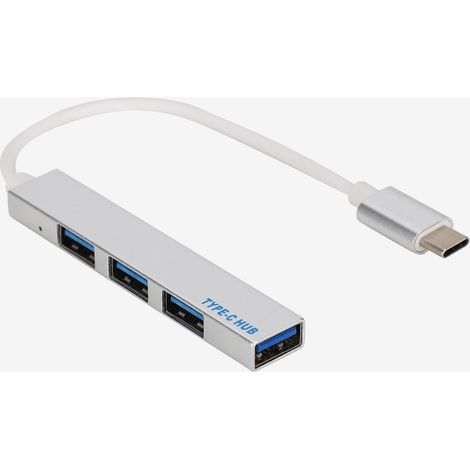 Centro de datos portátil con 4 puertos USB, carcasa de aleación de aluminio duradera, sincronización rápida de archivos, compatible con Windows y Mac OS, plug and play, fácil de instalar.