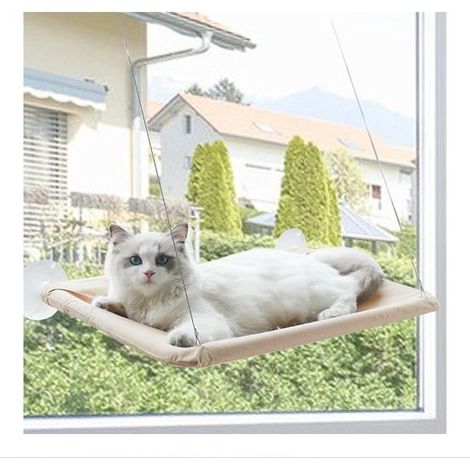 Amaca per davanzale per gatti, grande cesta per gatti da interni con 4 ventose robuste, superficie stabile per gatti fino a 18 kg (55 x 3 (1/5)