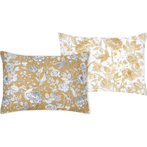 Taie d'oreiller Sac - Taille 50x70 cm - Percale de Coton - 100% Coton - Dorée - Jaune - Modèle Jacinthe - Linge de lit - Classique - Charme (1/5)