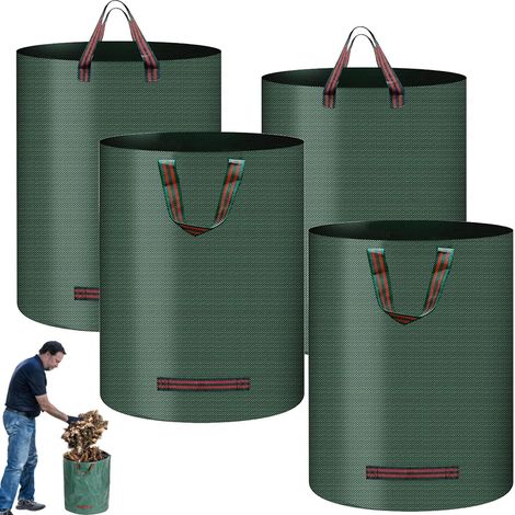 4 Pièces Sacs Jardin Déchets avec Poignées, 272 Litres Sac Dechets Verts Réutilisable, Sacs Feuilles Végétaux Jardin Indéchirables Étanche, Sac Jardinage Autoportant Pliable, 150 g/m², Supporter 65KG (1/5)
