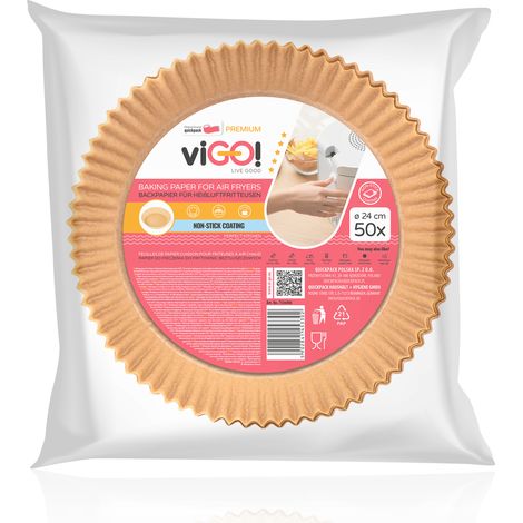viGO Backpapier für Fritteusen, 24 cm, 50 Stück