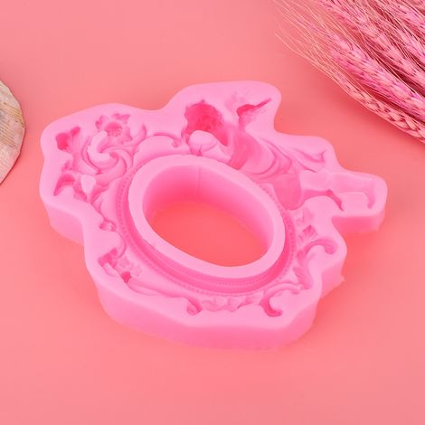 Cadre photo ange européen, moule en silicone DIY pour fondant, chocolat et décoration de gâteaux, rose (1/4)
