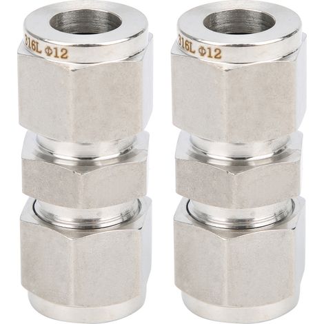 316 Edelstahl-Klemmringverschraubungen, gerader Rohrverbinder mit Doppelklemmring (Ф12) (1/5)