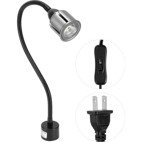 Lampe de travail LED à base magnétique, col de cygne flexible pour machine CNC et réparation auto, tension universelle 110-220V US (1/5)