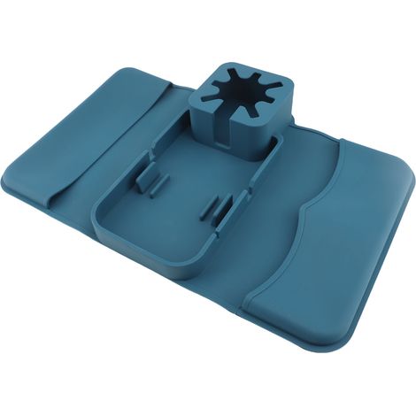 Support Tasse Canapé Multifonction Silicone Qualité Alimentaire – Plateau Accoudoir avec Poches Boissons Téléphone Télécommande En-cas, Bleu Mer Profonde (1/4)