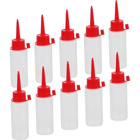 Packung mit 10 transparenten, flexiblen Applikatorflaschen aus LDPE mit luftdichten Verschlüssen, Klebstoffspendern und flexiblen Flaschen für DIY-Projekte (1/5)