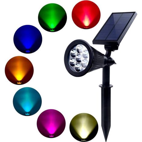 Faretti da giardino solari impermeabili da 2 pezzi 7LED Faretti da giardino per esterni Paesaggio Spike Light7 Luce colorata