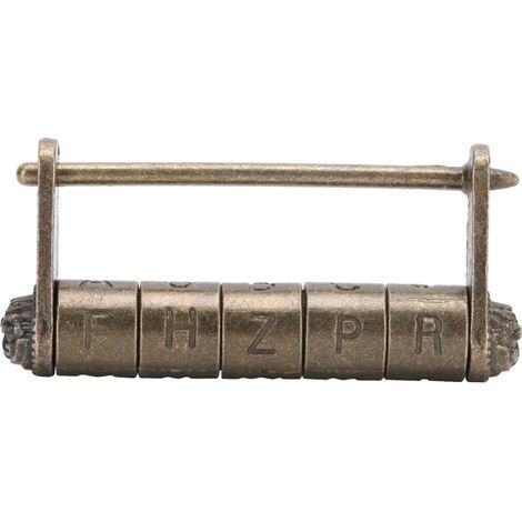 Lntyq Bronze-Zahlenschloss, Vintage-Vorhängeschloss mit englischen Buchstaben und Zahlencode für antike Holzkisten, Schmuckkästchen, Schränke (1/5)