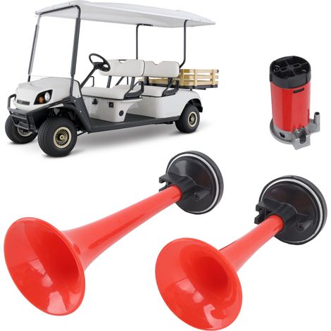 Klaxon pneumatique 12 V 120 dB avec compresseur, kit de klaxon double extra puissant pour tout véhicule 12 V (voiture, camion, train, bateau, fourgonnette) (rouge) (1/5)