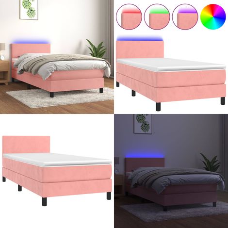 Boxspringbett mit Matratze & LED Rosa 90x190 cm Samt - Boxspringbett - Samtbett - Kinderzimmerbetten - Jugendzimmer - Rosa Bett - Home & Living (1/5)