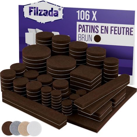 106 Patins Feutre Meubles Auto-adhésifs - Carrés et Ronds Marron - Protection Sols Parquet Carrelage - Épaisseur 3,5mm (1/5)