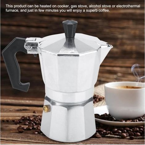 Italienische Moka-Espressokaffemaschine aus Aluminium für Büro/Zuhause – RAC (1/5)