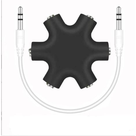 5-Headset Audio Splitter, 3.5mm Male to Female Multi-Ear Stereo Headphone Splitter Adapter, Compatible with iPhone, Samsung, Nokia, PC, Laptop, Speakers, Smartphones (1/4)