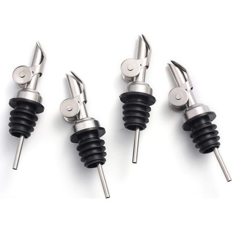 Bec Verseur en Acier Inoxydable avec Mécanisme Automatique Anti-Oxydation, Distributeur pour Bouteilles d'Alcool, Distributeur d'Huile d'Olive 4PCS (1/5)