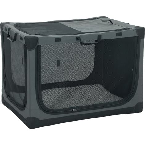 Transportín plegable para perros con cojín gris de poliéster Oxford (1/5)