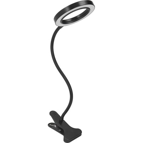 LED-Ringlicht zum Anklemmen, 3 Farben, 10 Helligkeitsstufen, flexibler Schwanenhals, USB-betriebene LED-Schreibtischlampe mit Fernbedienung (1/5)
