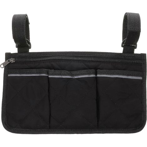 Sacoche latérale pour fauteuil roulant, organisateur d'accessoires pour accoudoirs avec bande réfléchissante-32X18cm (1/3)