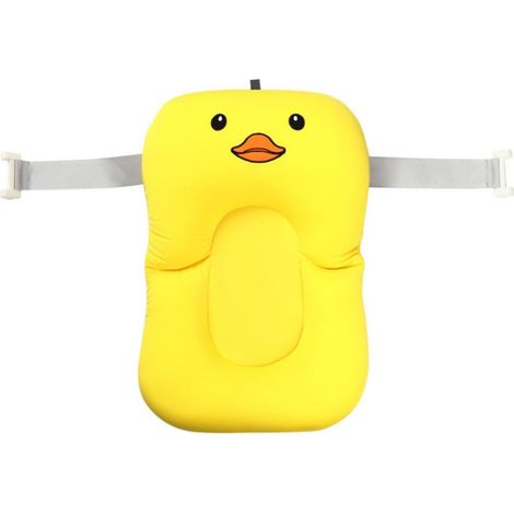 Tapis de bain bébé nouveau-né pliable bébé bain baignoire coussin chaise étagère nouveau-né siège de baignoire nouveau-né coussin tapis de bain(Canard Jaune Avec 2 Ceintures Fixes) (1/3)