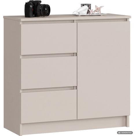 Cómoda JERRY Cachemira 80 cm 1 puerta 3 cajones 2 estantes 80x35x77 cm (1/5)