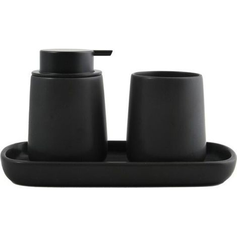 Lot de 3 accessoires de salle de bain en céramique MAONIE Noir mat - Lot de 3 accessoires de salle de bain en céramique MAONIE Noir mat (1/5)