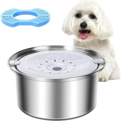 SABIR Bol à eau pour chiens 4L, bol à nourriture anti-éclaboussures pour chien, bol à eau étanche avec filtre à charbon, sans déversement, bol pour chien étanche, bol à boire de voyage, distributeur d (1/5)