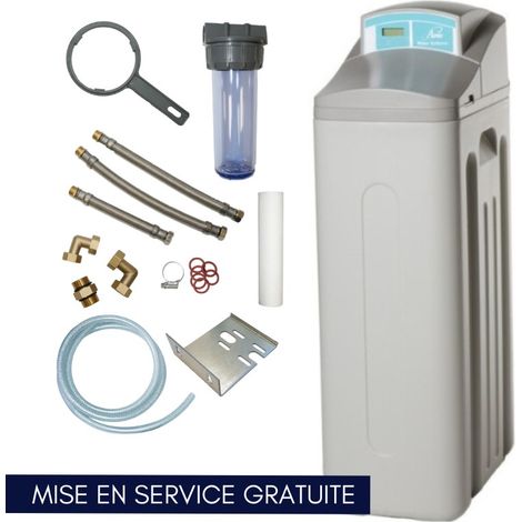 Apic – Adoucisseur d'eau 20L – Débit 2,5 m3/h – Dimensions H. 1116 x L. 330 x P. 557 mm – Vanne BNT850 – Mise en service gratuite