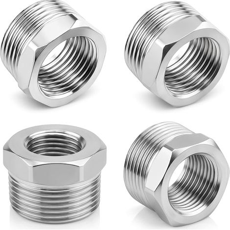 4 Réducteurs de Filetage 3/4" Vers 1/2" Acier Inoxydable pour Eau et Gaz (1/5)