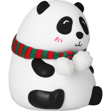 Veilleuse tactile en forme de panda avec 7 couleurs changeantes, rechargeable par USB, en silicone, motif yeux fermés, idéale pour la chambre d'enfant. (1/5)