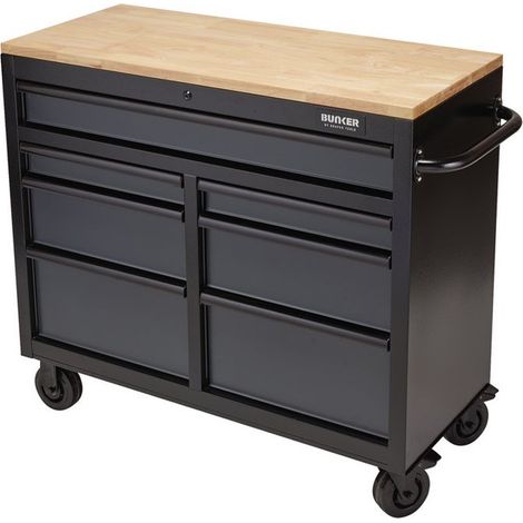 Draper 08216 BUNKER 7 Drawer Workbench Roller Tool Cabinet, 41"", Grey (1/3)