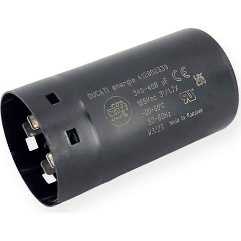 Condensateur de démarrage 340-408µF à cosses faston 6.3, fond plat - Ø45x84mm - DUCATI (1/3)