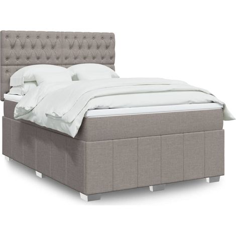vidaXL Sommier à lattes de lit avec matelas Taupe 160x200 cm Tissu (1/5)