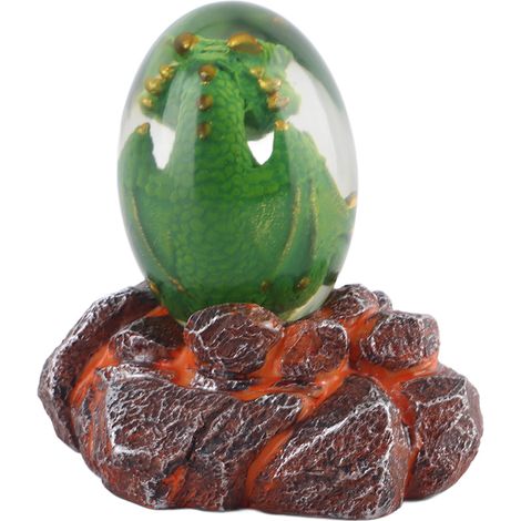 Huevo de dragón de lava, adorno de huevo de dragón hecho de resina de cristal con base, 10 x 10 x 8 cm, colección única de fantasía mitológica (1/5)
