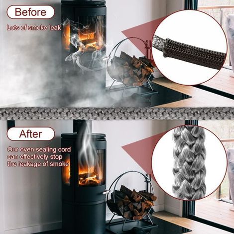 Joint haute température 12mm x 2,5m en fibre de verre – Résistance jusqu'à 600°C – Pour inserts et poêles à bois