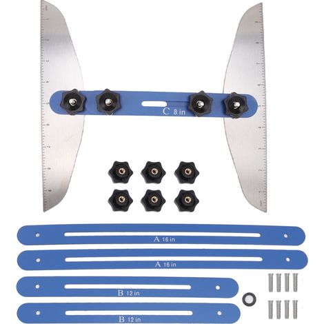 Treppenlehre aus Edelstahl, 8/12/16 Zoll – Präzises und korrosionsbeständiges Messwerkzeug – Blaues Set (1/5)