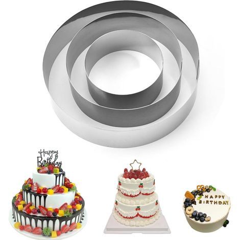 Cadre – Cercle a Patisserie 3 Pcs Cercle Patisserie Rond Moules à Gâteaux fer forgé forgé Inoxydable (1/3)