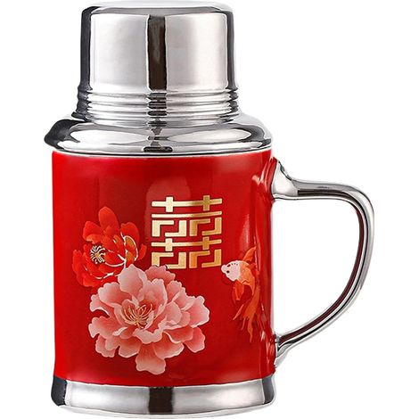 Tasses à thé en céramique, tasses en céramique pour café Tasse d'eau de 460 ml de bouilloire nostalgique avec couvercle Creative Wedding Birthday Water Cup for Women Men Couples (1/5)