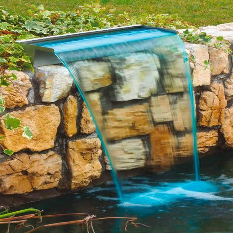 Lama d’Acqua Effetto a Cascata per Piscina o Laghetto 90x14xH11 cm in Acciaio Inox Lucido (1/3)