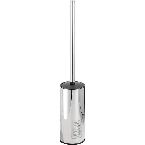 Porte-brosse de toilette de salle de bain 304 brosse de toilette en acier inoxydable antirouille poli chromé plaqué argent rond (1/2)
